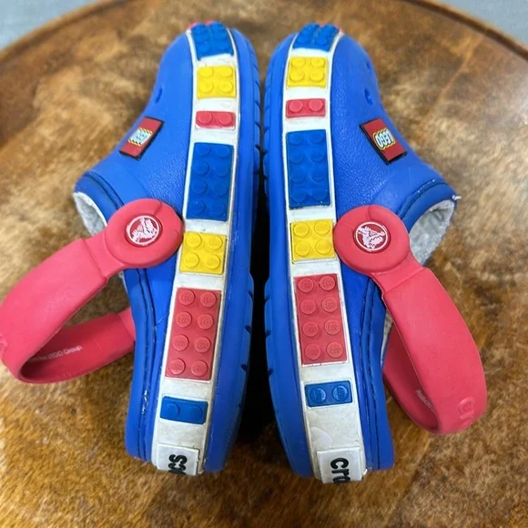 Crocs Clogs Youth Girls Boys 10/11 LEGO Blue Red Convertible Fleece Lined - Picture 7 of 13